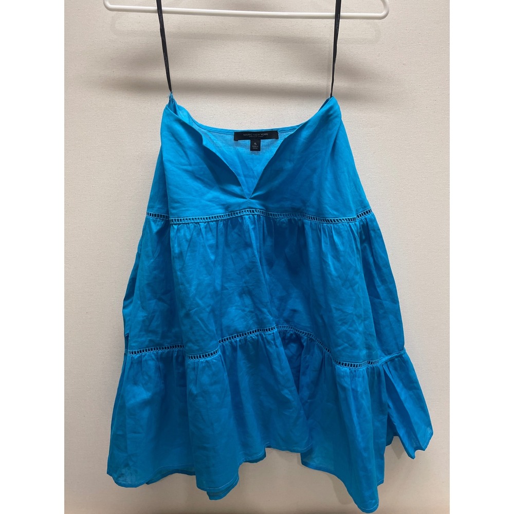 Marc New York Andrew Marc Blue Tiered Ruffle V-Neck Sleeveless Top XL